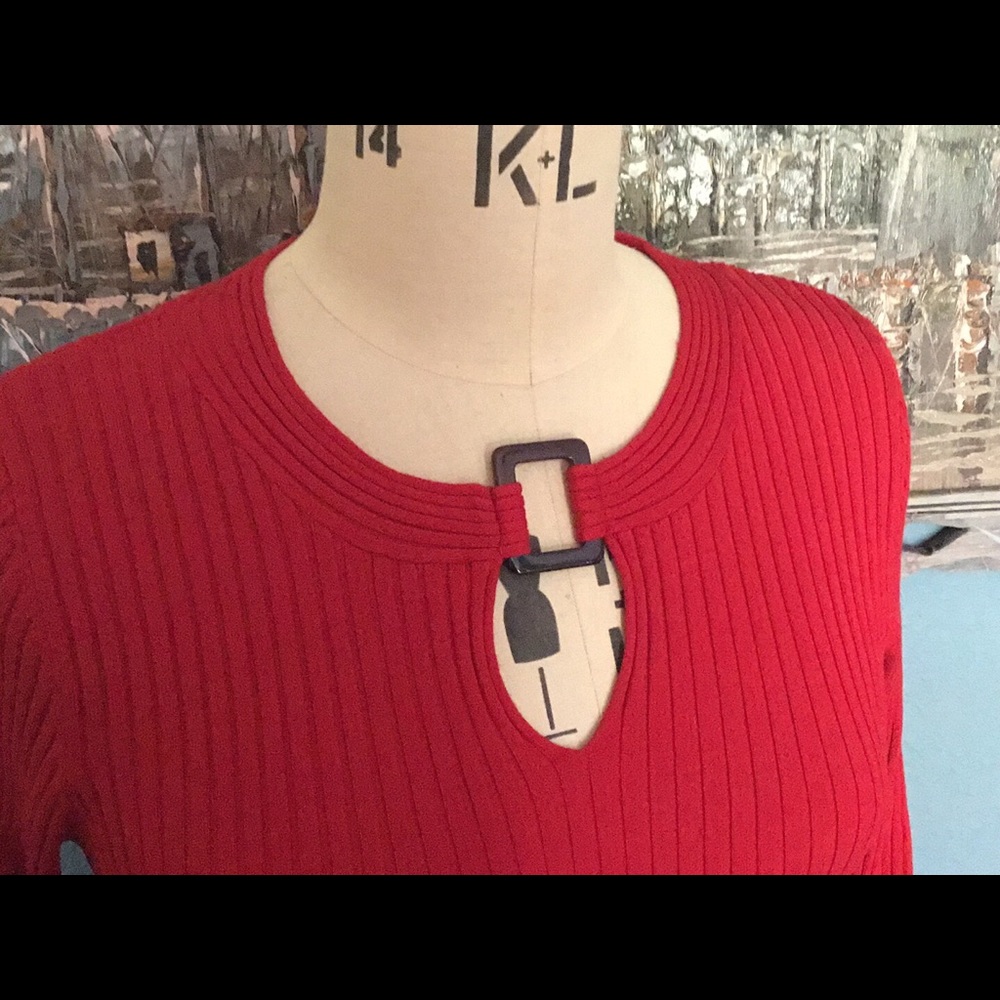 Silk Ribbed Knit Red - Picture 2 of 4